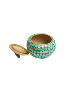 Natural Lacquer Spun <b>Bamboo</b> <b>Bowl</b> <b>Bamboo</b> Dried Seed Storage Box 100% Vietnamese Handicrafts - Product Image 3