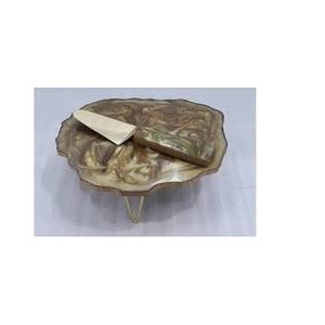 ขาตั้งเค้กเรซินพร้อมมีดโลหะและที่วางเค้กสีน้ำตาลทองสำหรับตกแต่งงานปาร์ตี้และที่บ้าน - Product Image 6