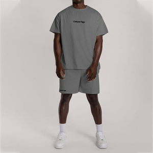 Conjunto de camisetas y pantalones cortos personalizados para hombre, conjunto de camisetas ajustadas y pantalones cortos de verano en 13 colores, venta al por mayor - Product Image 5
