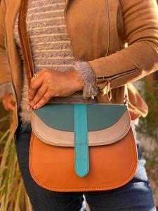 Bolso de mano de piel auténtica para mujer, bandolera de cuero reciclada, multicolor - Product Image 4