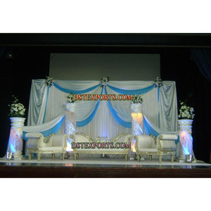 ชุดขั้นงานแต่งฮินดูสำหรับงานแต่งงาน,ชุดเวทีคริสตัลสีเงิน - Product Image 1