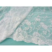 Meilleure vente bleu Chevron imprimé broderie coton Schiffli tissu tricoté dentelle avec fonction métallique pour rideaux et sacs