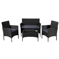Ensemble de canapé en rotin synthétique BeNK Favorable 3 pièces avec coussins - Salon de jardin, mobilier de salle à manger, imperméable, origine Vietnam