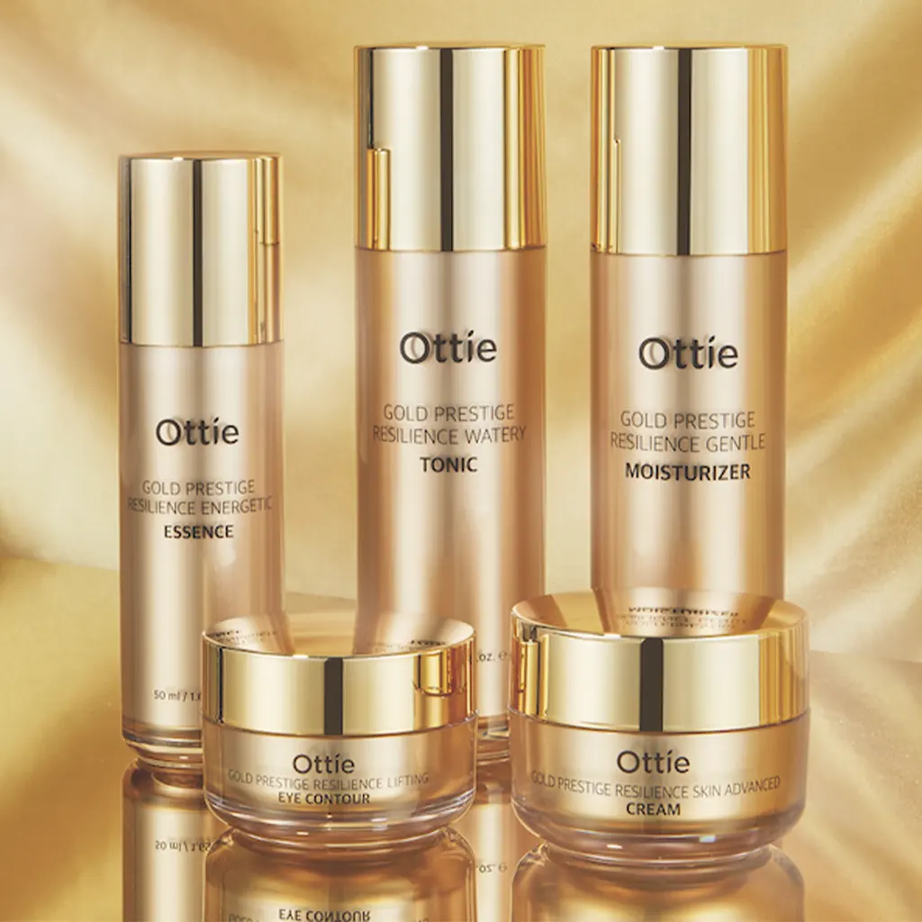 Ottie Gold Prestige Resilience Skincare Set Korean Moisturizing Cream Toner Cleanser with Ceramides and Oil for Face OEM OBM