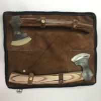 Hache à double lame MDM AXES KNIVES russe en acier à haute teneur en carbone HC 5160, manche en bois de rose, 600g, tranchant de coupe de 3,5 pouces pour l'extérieur