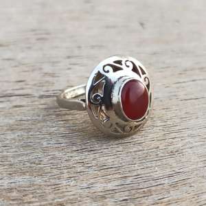 Anillo solitario de Plata de Ley 925, piedra preciosa de ónix rojo, ajuste de bisel de alta calidad, joyería de diseñador para bodas, regalos, fiestas - Product Image 4