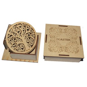 Assorted Design Wooden <b>Coaster</b> Set Jewelry Stone Gift Packing - Product Image 1