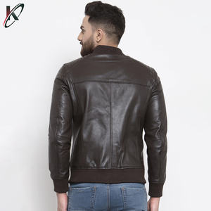 20245 Men's Fashion <b>Thin</b> Leather <b>Jacket</b> Winter Solid Color Stand Collar Eco-Friendly <b>Waterproof</b> Popular Simple Casual Style - Product Image 2