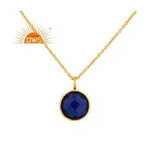 Colgante de Plata de Ley 925 con gema de corindón azul Natural, joyería de plata - Product Image 1