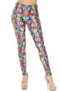 New Wholesale New Arrived Rainbow Venetian Hearts Leggings - Product Image 2