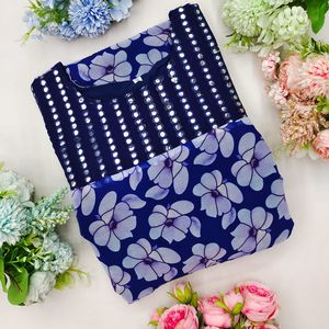 Dashimall — robe longue avec imprimés Georgette et miroir pour filles, vêtement indien, chemise de travail, Anarkali Kurti, prêt à l'emploi, prix élévé - Product Image 5