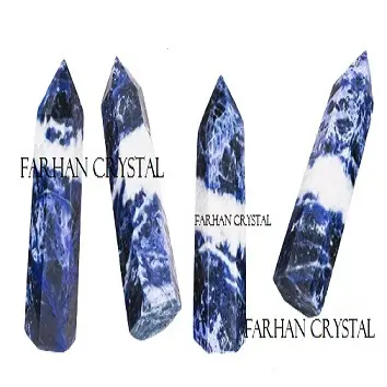 Toptan doğal sodalite kristal değneklerini şifa ve meditasyon folkart puan kulesi fengh shi çakra reiki şifa çubuğu