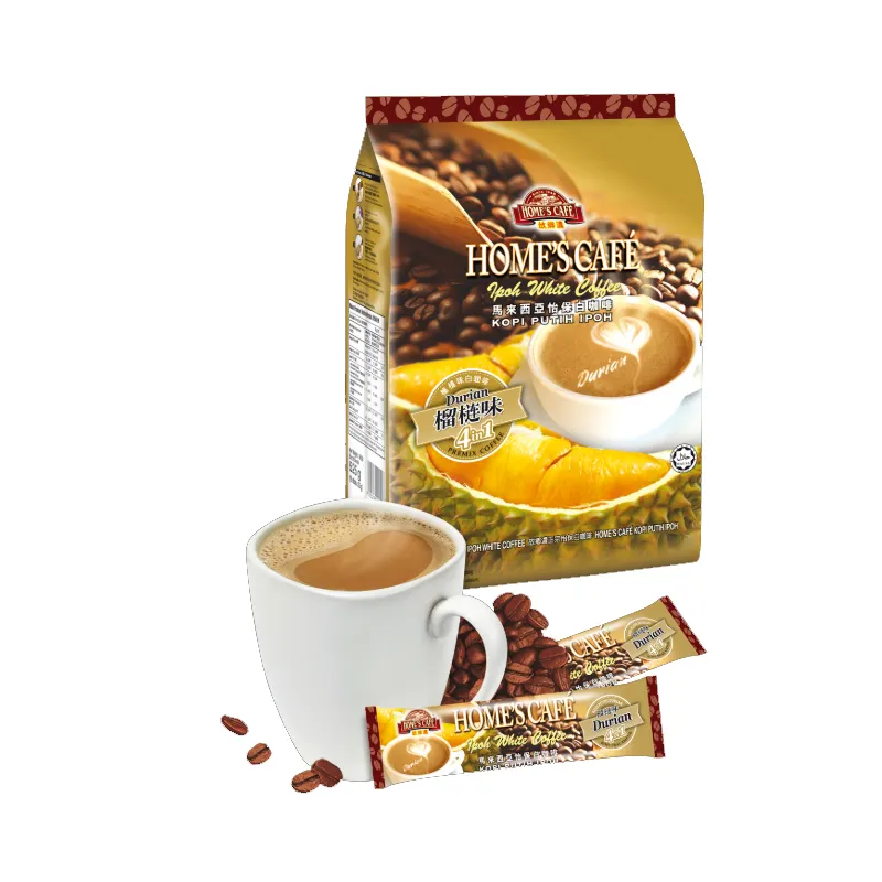 Ipoh's Home Cafe 4 In 1 Durian White Coffee (35g x 15s x 24 pkts) - Made in Malaysia Wholesale Instant Coffee