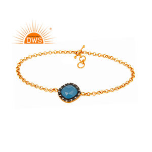 Pulsera de Plata de Ley 925 con Calcedonia Azul Natural, la Más Vendida del 2026, para Mujer, Fabricante de Joyería - Product Image 1