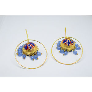 Partywear meenakari-pendientes largos de latón con acabado mate dorado, tradicional, hechos a mano, jhumka, para niñas y mujeres - Product Image 2