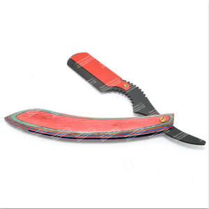 Maquinilla de afeitar de barbero de borde recto de madera negra y roja Cuchillo de afeitar de acero inoxidable y plástico Herramientas de extensión de cabello - Product Image 1