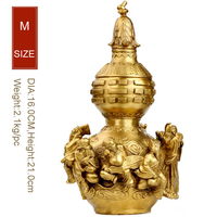 Figurine de citrouille Hulu des divinités taoïstes Feng Shui, décoration maison et jardin, santé et prospérité, en laiton poli plaqué or, citrouille Bagua Wu
