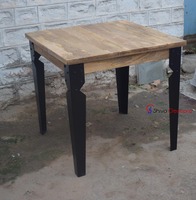 Table à manger vintage de luxe pliable avec pieds en métal et plateau en bois de manguier, fabriquée à la main, écologique, style industriel, pour salle à manger, hôtel, salon, bar à domicile