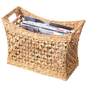 Classic Style Eco-Friendly Standing Water Hyacinth <b>Magazine</b> <b>Basket</b> Vietnam Made File Storage - Product Image 3