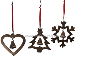 GOLDEN BEST SELLING METAL SNOWFLAKE ST of 3 WITH JINGLE BELL PREMIUM QUALITY CHRISTMAS DECORATION HANGING ORNAMENT - Product Image 4