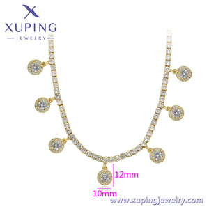 Collana-01384 Xuping in Ottone Dorato 14k con Zirconia Cubica, Collana Lunga a Catena per Donne e Ragazze - Product Image 3