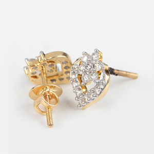 Best Seller Sólido 14K Oro amarillo Pavé natural Diamante Corazón Diseño floral Pendientes de tuerca Uso diario Fabricante de joyería fina - Product Image 6