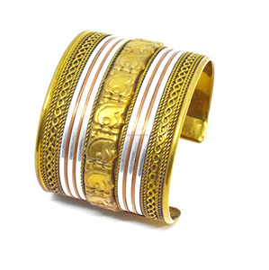 25 December Christmas Floral Printed Dress Brass Jewelry High Polish Metal twisted Wrist Cuff Open Brass Black Sheet Jewelry - Product Image 6