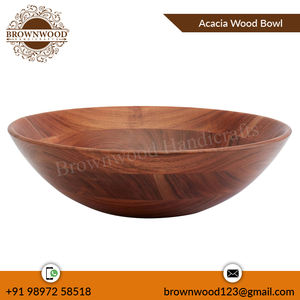 Tazón para servir de madera de acacia natural hecho a mano de alta calidad, fabricante líder, tazón hecho a mano de forma redonda antigua - Product Image 3