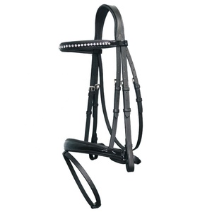 Haute qualité anglais nouveau Fig.8 bride Top-Grade Grackle muserolle Durable petit cristal Western équestre cuir équitation produit - Product Image 4
