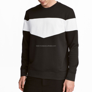 Sudadera con cuello redondo de algodón 100% para hombre con estampado personalizado KISSM2 tejido de punto de invierno suave tejido sólido negro blanco patrón estilo de bloque - Product Image 2