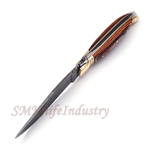 Custom Hand Forged Pocket Knife Hand Made Damascus Folding Knife with Leather Sheath Cover (smk1690) - Product Image 4