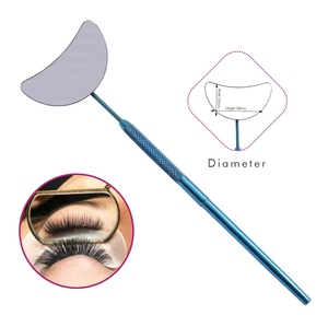 Azul de extensión de pestañas Luna forma de espejo con mango de acero inoxidable Luna forma de pestañas espejo con mango en Color azul - Product Image 1