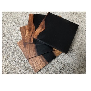 Epoxy Resin Square <b>coaster</b> and Wood Stand Eco Friendly Luxury Solid Wood and Epoxy Resin Craft Tea <b>Drink</b> Cup <b>Coasters</b> - Product Image 6