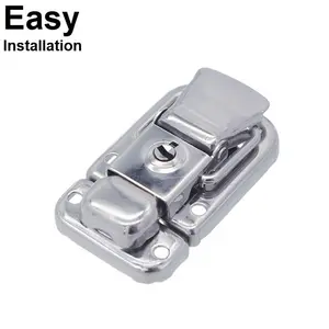 Caja de cosméticos portátil HC276 personalizada, hardware de bloqueo automático de metal brillante niquelado pulido para nueva caja de cosméticos portátil, cerradura de llave de tensión - Product Image 1