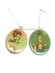 Vente en gros à bon prix Pendentif série ronde en acier délicat 50*56mm imprimé avec motifs Ornement de Noël pour cadeau de Noël - Product Image 5