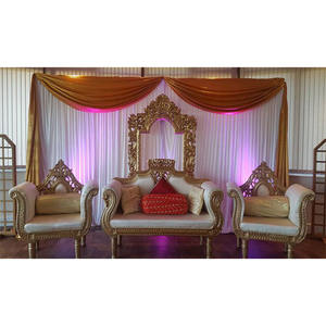 Conjunto de sofá para escenario de recepción de eventos de boda india, venta al por mayor, muebles tallados en oro para escenario de boda, muebles de boda magníficos - Product Image 1