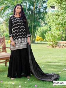 Traje Kurti Sharara Garara Estilo Punjabi con Dupatta, Vestido Indio con Bordado Intenso, Atuendo de Boda, Precio Razonable - Product Image 6