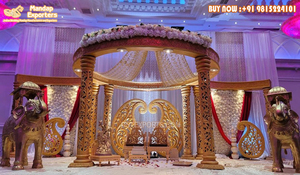 Mandap de Boda de Lujo Avni para Ceremonia, Aspecto de Madera, Fibra, Mandap de Vidhi para Bodas, Mandapam Grande para Bodas del Sur de la India, Nueva York - Product Image 2
