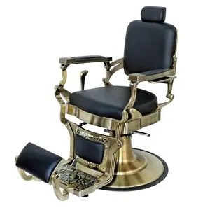 Styling Chair Black And Gold Antique Barber Chair For Beauty Salon Furniture Barber Shop Factory Supplier For Sale