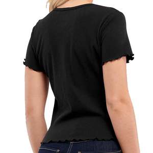 Top 10 usine en gros femmes t-shirt personnalisé Sexy Laitue Bord Femme T-shirt avec votre logo personnalisé et marque OEM Service - Product Image 2