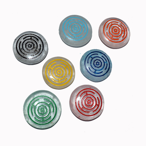 Best Quality of Engraved Colorfull Chakra Wheel Disc Set in Clear : Engraved Colorfull Chakra Wheel Disc Set in Clear for Sale - Product Image 1