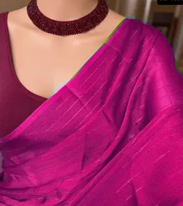 Partywear-ropa de fiesta con función especial, blusa de seda lisa con contraste, último diseño de Saree de seda, bajo precio