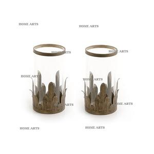 <b>Set</b> <b>Of</b> 2 Iron And <b>Glass</b> Candle Holder Fantastic Design Round Shape Candle Holder From Best Exporter In India - Product Image 1