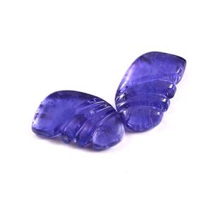 Ailes de papillon sculptées à la main en tanzanite naturelle, taille 10x17,50 mm, 16 carats, 1 paire +AAAA, pierre authentique et naturelle. - Product Image 2