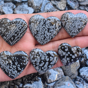หินออบซิเดียนทรงหัวใจ,หินอัญมณีแบบหลวมๆเกล็ดหิมะหินภูเขาไฟหลังเบี้ยรูปหัวใจขายส่ง - Product Image 2