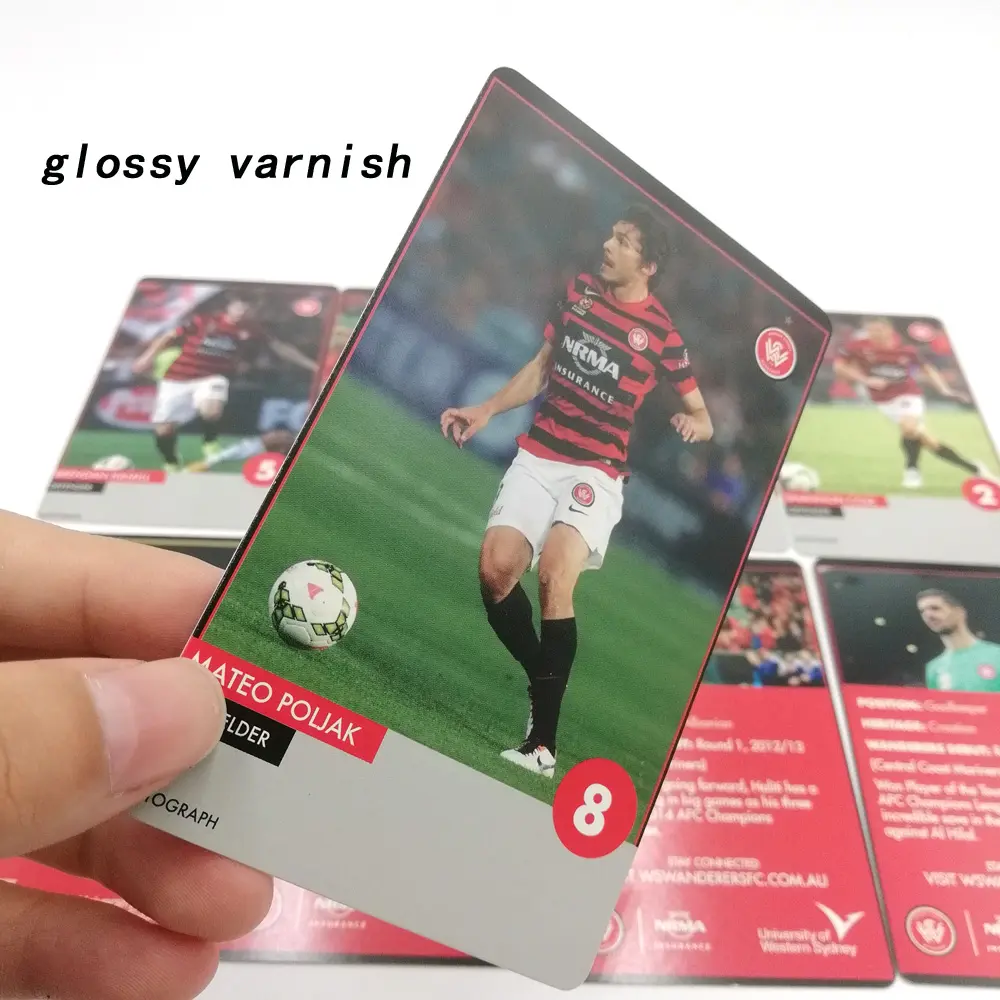 Impreso personalizado 350gsm de papel de Arte de juego de papel de tarjeta de memoria encuentro tarjeta fútbol tarjeta de juego