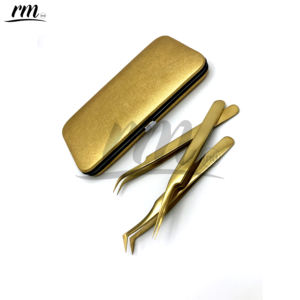 Pinzas de extensión de pestañas con la mejor calidad Pinzas de pestañas doradas de tendencia superior en cantidad a granel - Product Image 5