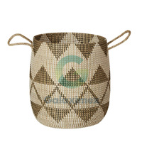 Panier de rangement en jonc de mer naturel Galaximex, neuf, noir/blanc, design multifonctionnel pour le rangement à domicile