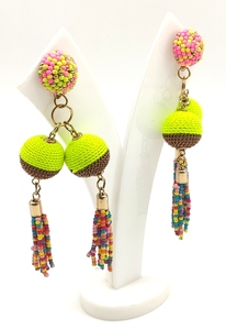 Nuevos pendientes de aro bohemios de moda para mujer hechos a mano con hilo de seda largo Cristal Diamantes de imitación borla con cuentas joyería étnica - Product Image 5