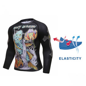 Vente en gros de rashguards unisexes MMA BJJ respirants, à séchage rapide, anti-UV, imprimés par sublimation, avec logo personnalisé - Product Image 1